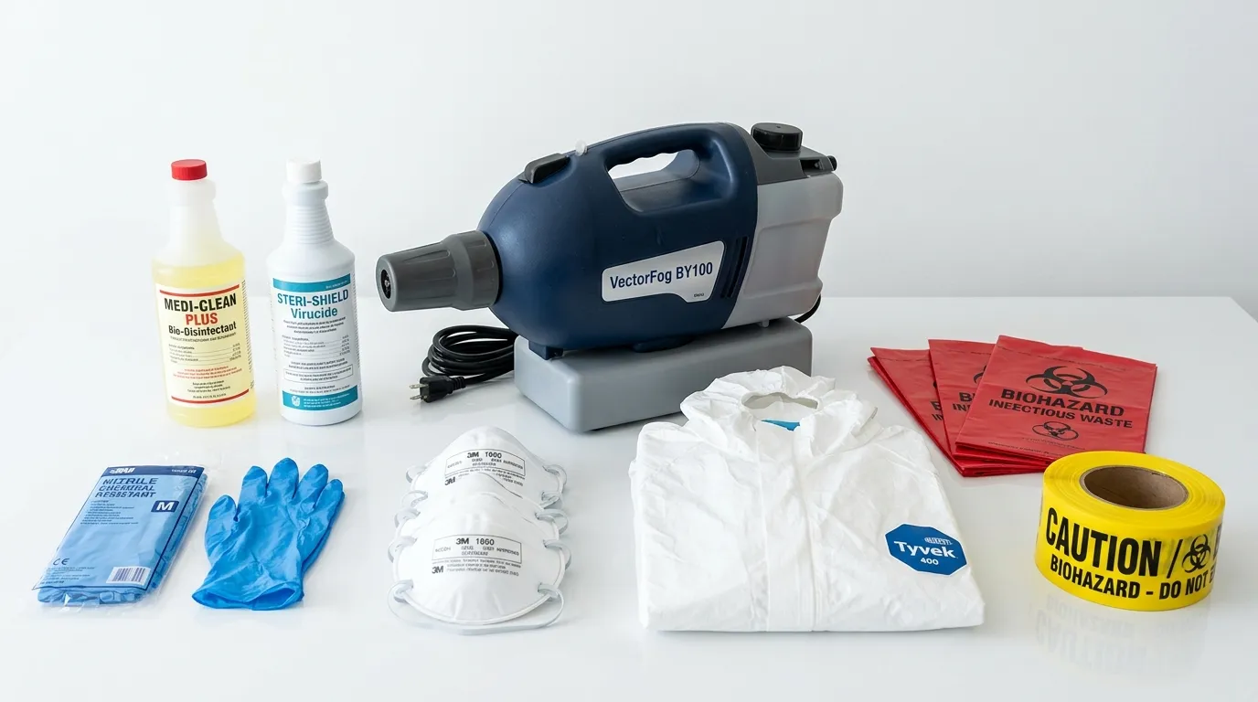 Professional biohazard remediation crew working in North Providence